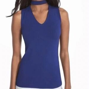 White House Black Market Blue Sleeveless V-Neck Top XS